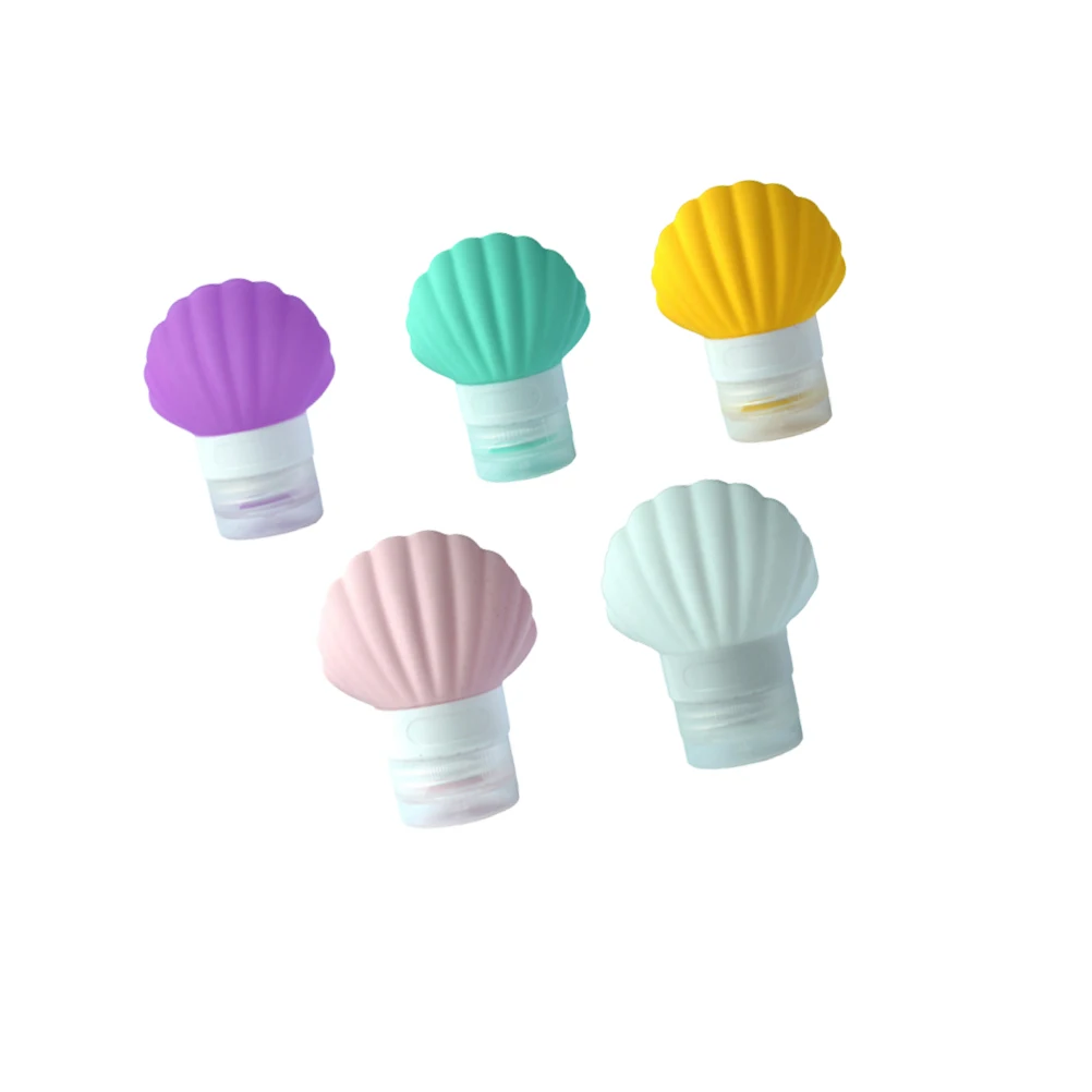 

5pcs Travel Subpackaging Bottles Silicone Empty Portable Essential Oil Emulsion Bottles 90Ml Set Light Yellow Purple