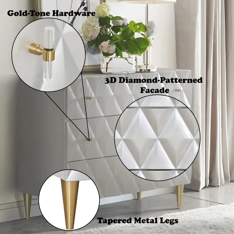 خزانة وحدة تحكم بلمسة نهائية فضية وشمبانيا معدنية - حل تخزين أنيق لغرفة المعيشة أو المدخل، مثالية للمنزل #6