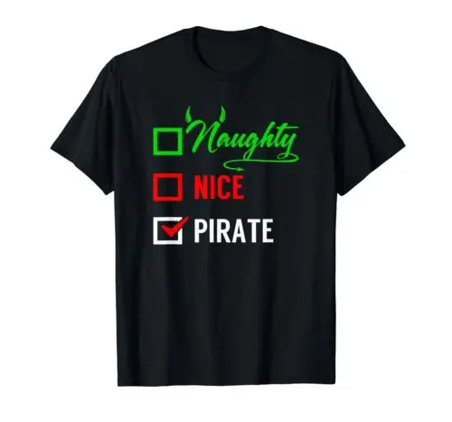 Santa Naughty Nice Pirate Christmas Checklist Funny Gift T-Shirt