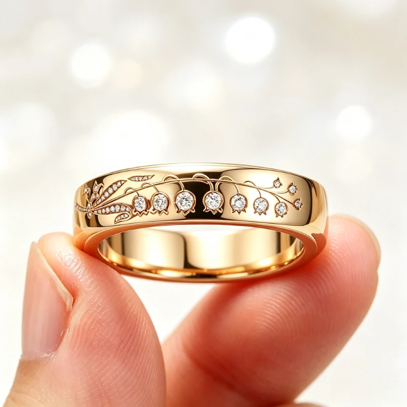 Vintage Delicate Bell Orchid Synthetic Zirconia Women's Thin Golden Ring Elegant Luxury Anniversary Festival Shiny Jewelry Gifts