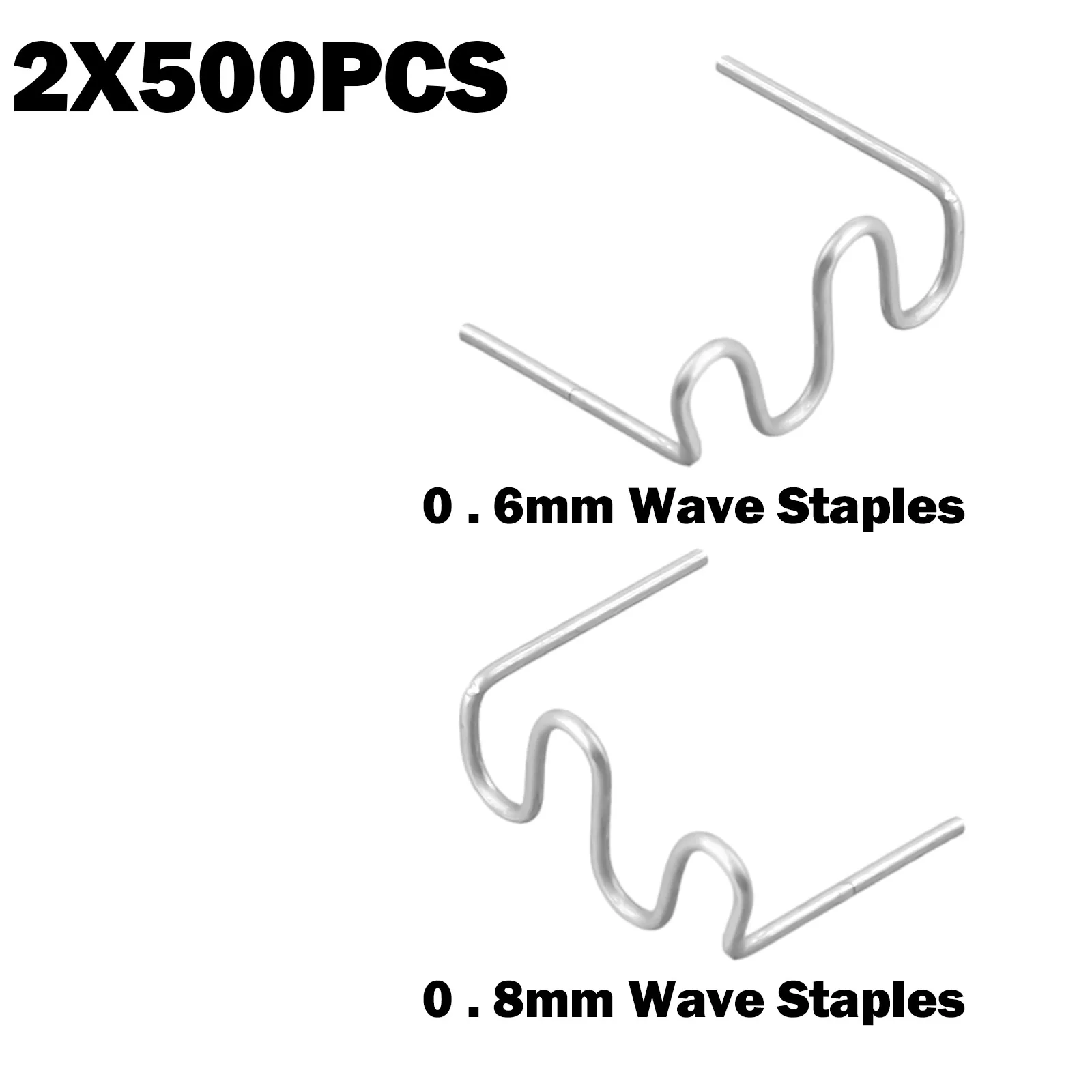 1000Pcs S Wave Hot Staples For Car Bumper Bodywork Plastic Stapler 0.6/0.8mm Stainless Steel Pre-cut Wave Staples Bumper Cracks