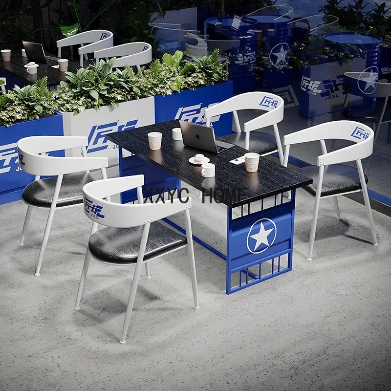 Tea Shop Snack Shop Iron Wall Deck Sofa Dessert Shop Leisure Bar Rest Waiting Table and Chair Combination