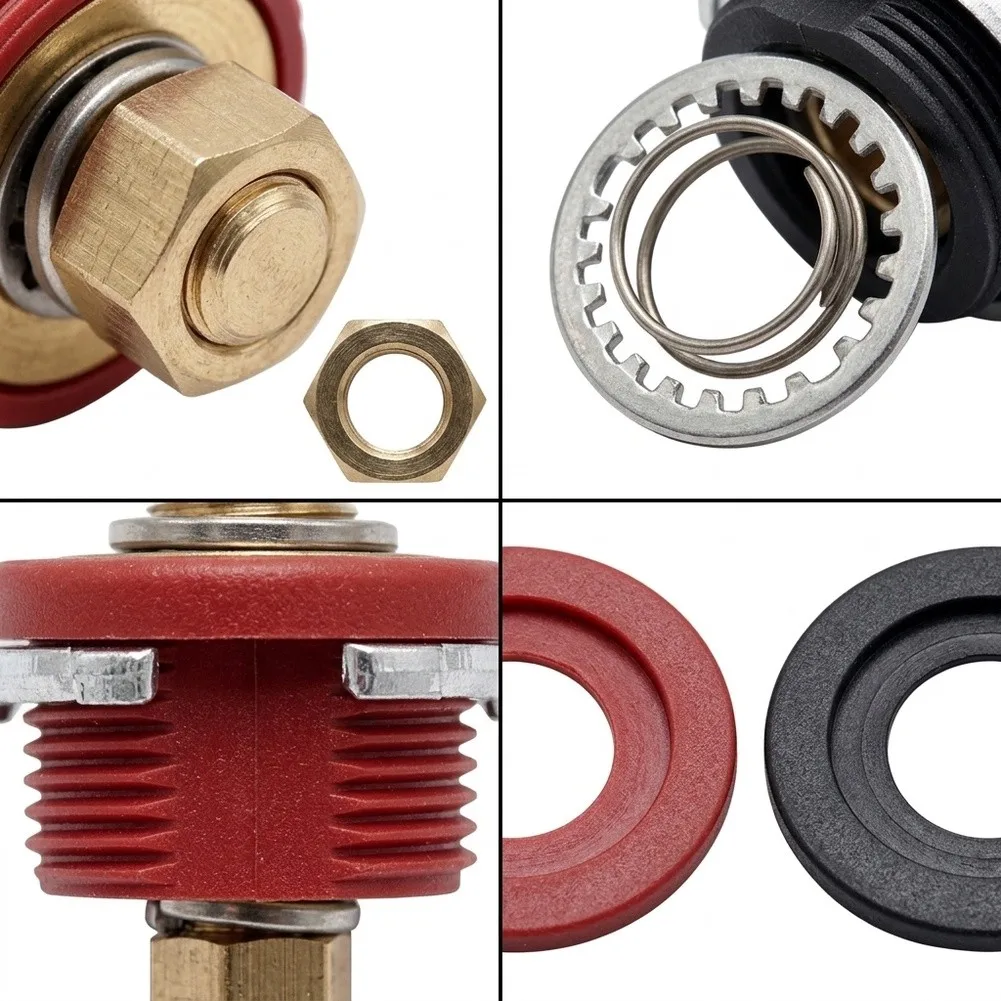Remote Battery Terminal Post 3/8 Inch Stud Thru Panel For RV Yacht Truck Marine Vehicle Power Connection Kit Red And Black Color