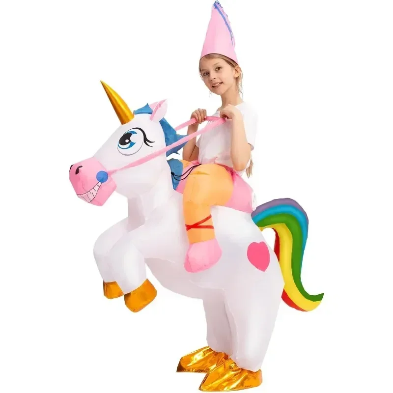 

Creations Kids Party Inflatable Costumes Riding a Unicorn Colorful Air Blow-up Deluxe Ride-on Chrismas Holiday Halloween Decor