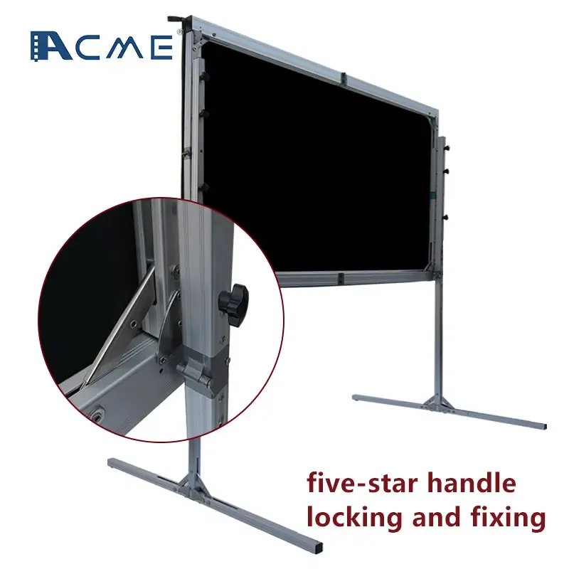 135 inch foldable projector screen with aluminum alloy stand fast folding projection