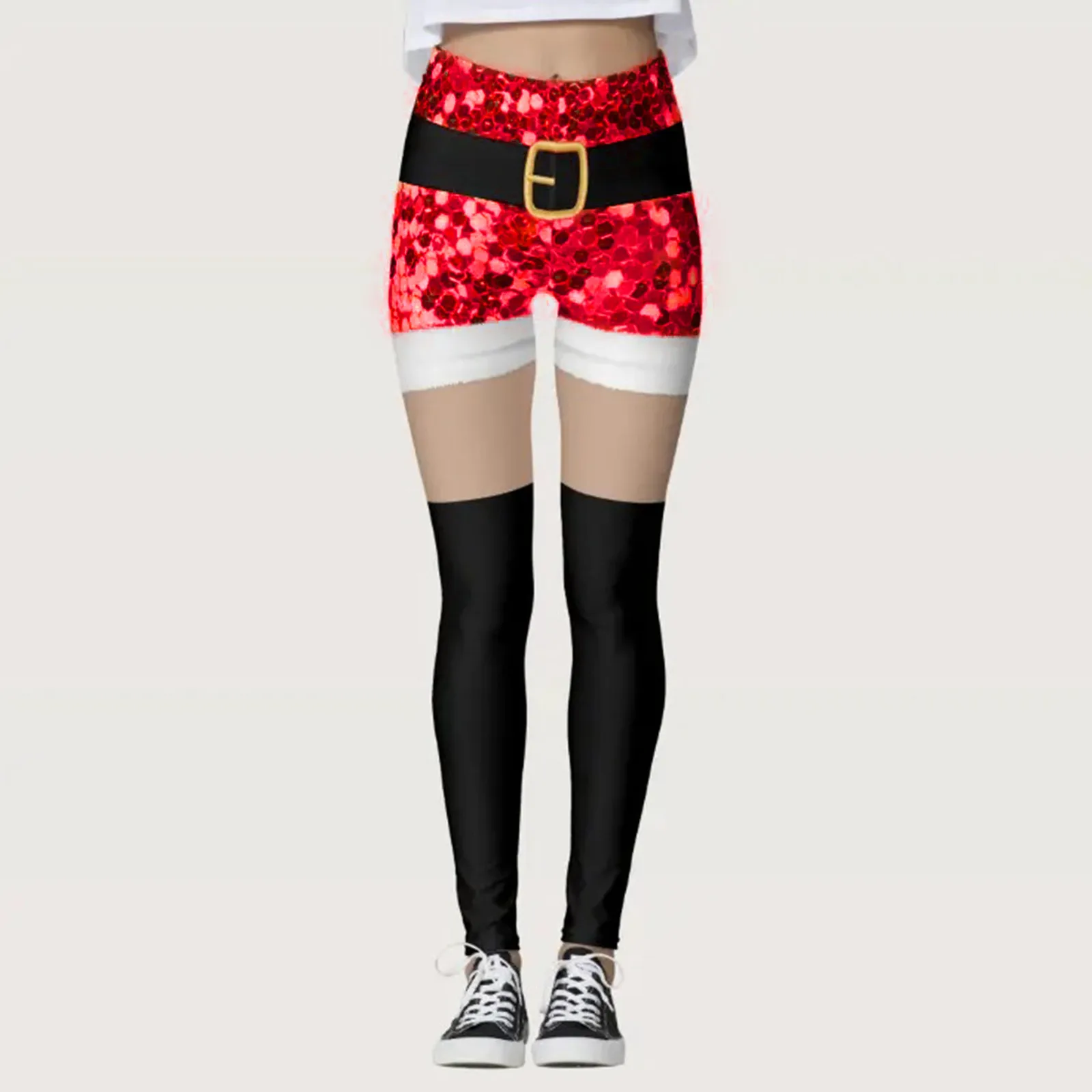 Mallas sexys de Papá Noel para mujer, Capri de entrenamiento, Fitness, cintura alta, cintura alta, Pantalones divertidos para Cosplay