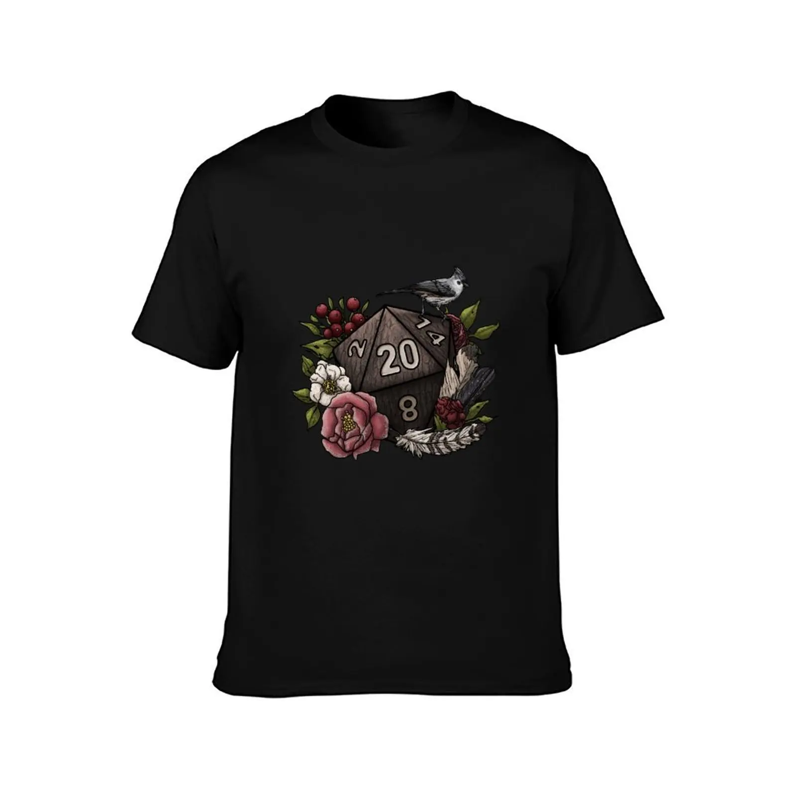 Druid Class D20 - Tabletop Gaming Dice T-Shirt, Summer Casual Cotton Tee, Oversized Streetwear Tops, Vintage Graphic Print