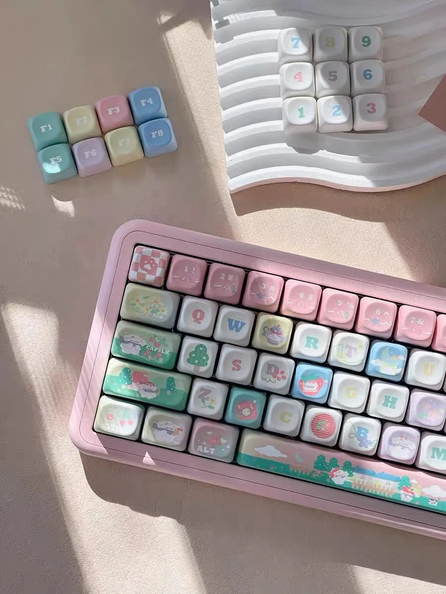 MOA Profile Keycap Cute Keycap Customization Gift PBT Keycaps 131 Keys COOL Cap Dye-Sub Mechanical Keyboard Keycap MX Switch