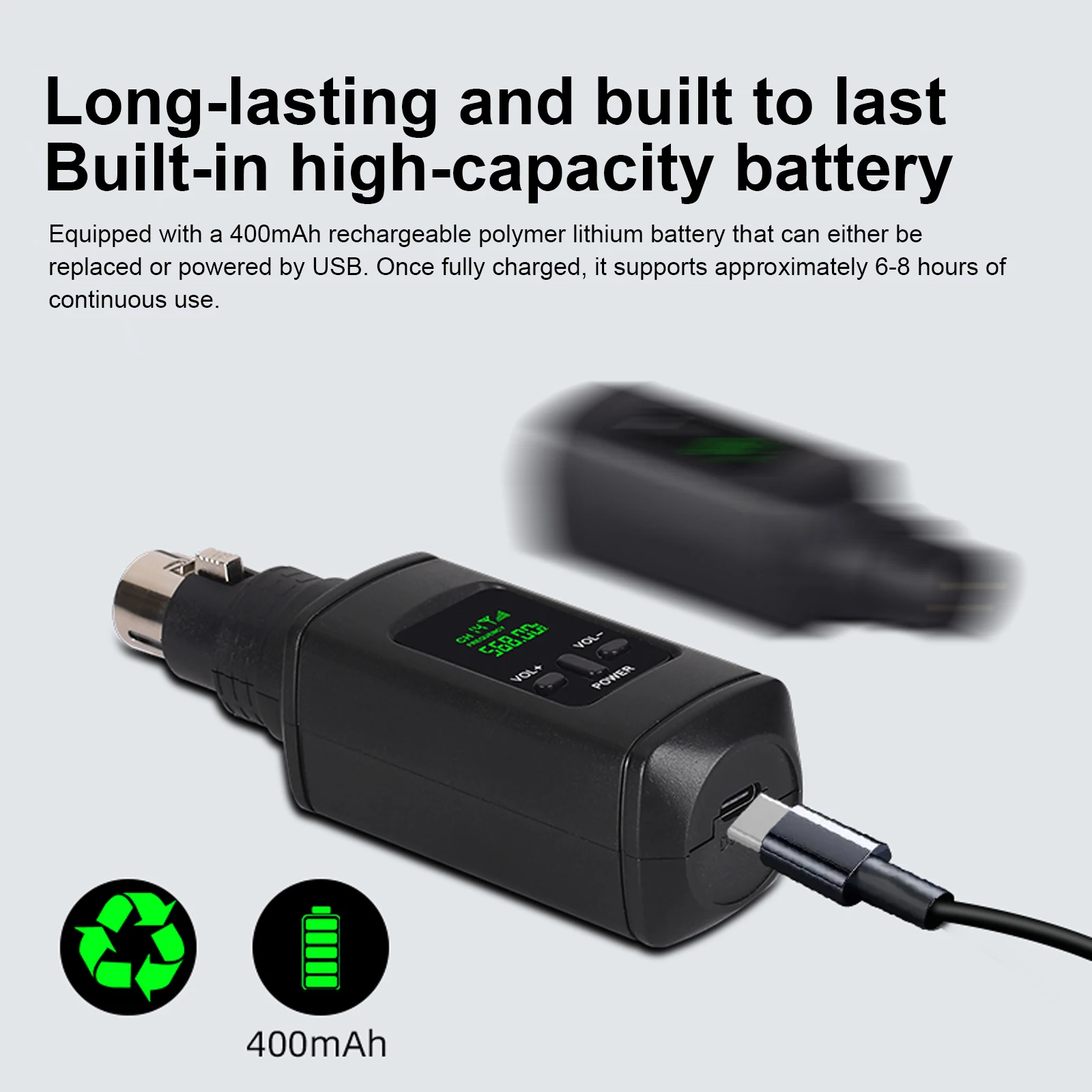 

XLR Microphone Transmitter Receiver Wireless Mic Converter 2.4GHz Mics Transmitter & Receiver for Mixer/ PA System/Speaker