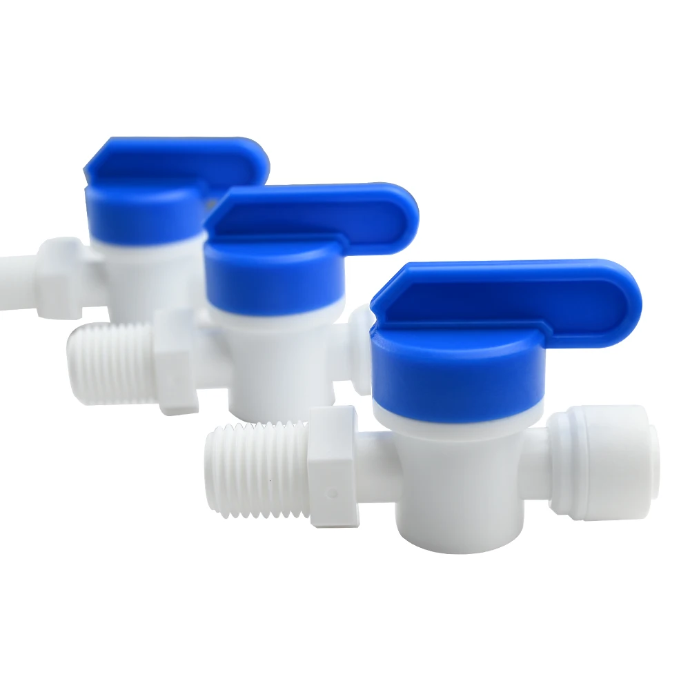 

RO Water Straight 1/4" 3/8" OD Hose 1/4"BSP Male Thread Quick Connect Plastic Ball Valve Reverse Osmosis Fitting 10 Pcs