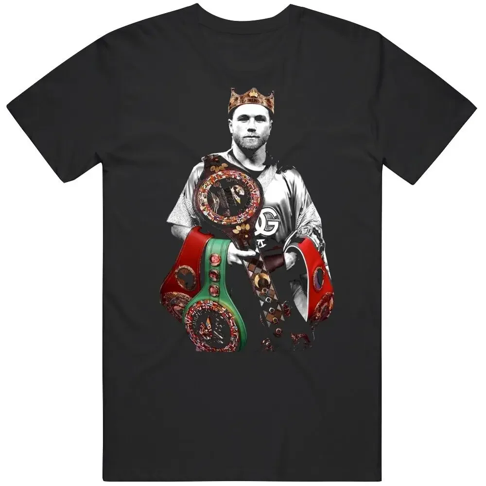 Saul Canelo Alvarez The King Boxing Fans T-Shirt 100% Cotton O-Neck Summer Short Sleeve Casual Mens T-shirt Size S-3XL