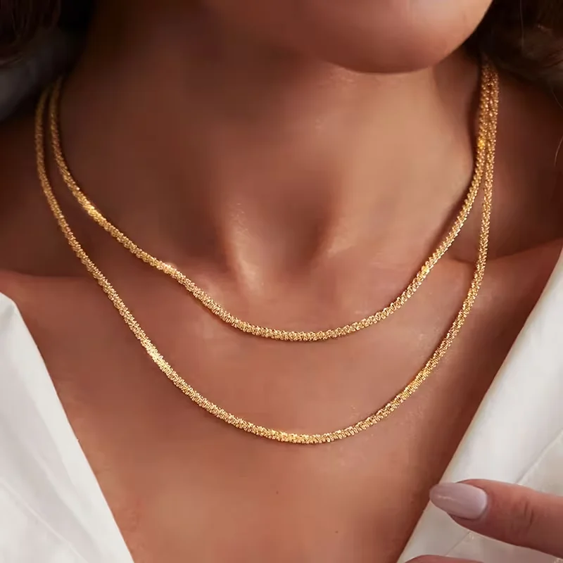 1 Stück Funkelnde Glänzende Kettenhalskette Minimalistisch Vergoldet Modisch Täglich Einfach Schlüsselbein-Choker-Halskette für Damen Schmuck