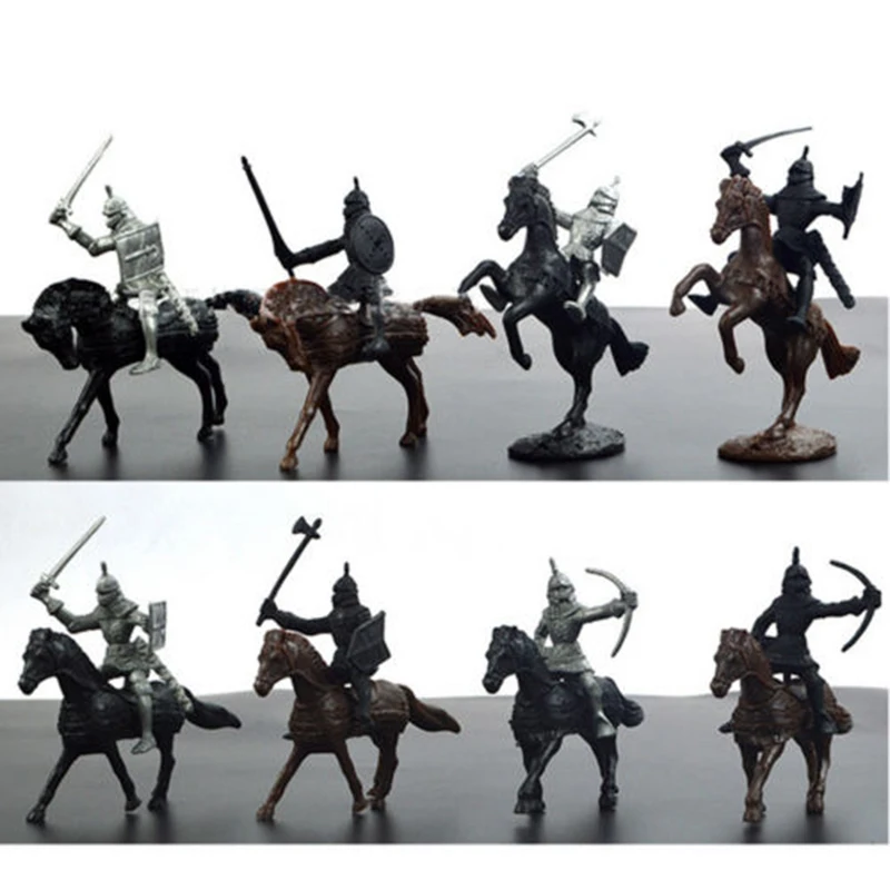 28 Pieces Medieval Knights Warriors Soldiers Horse Warhorse Models Toys Set Children's Toy Model 5-7 Cm