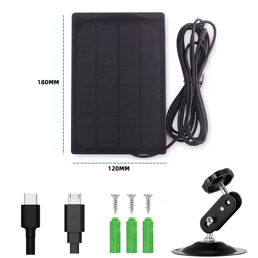 Outdoor Mini Solar Panel 5V Micro USB Port 10Ft Cable Type C 4W Solar Panel Waterproof Compatible With Pihone/eufy Cam/Wyze Cam