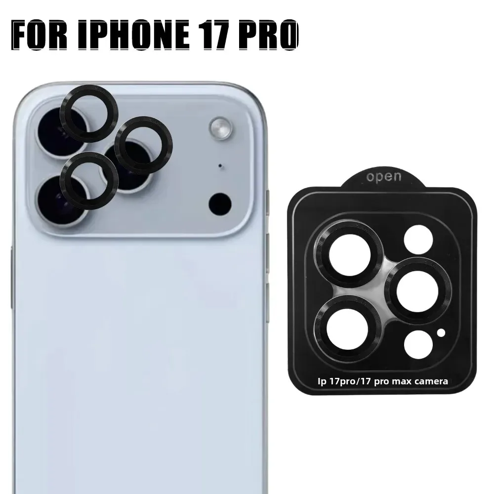 iPhone 17 Pro Max/Air 16 Pro用メタルリングカメラレンズプロテクター、背面レンズ強化ガラスカメラHD傷防止保護フィルム