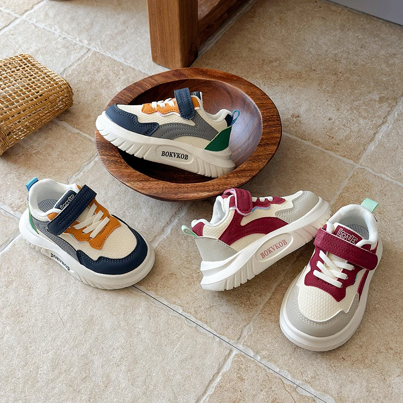 

Детские кроссовки для малышей 1-8 лет, красные кожаные, для мальчиков и девочек, повседневные, синие, с нескользящей подошвой, для детей и младенцев