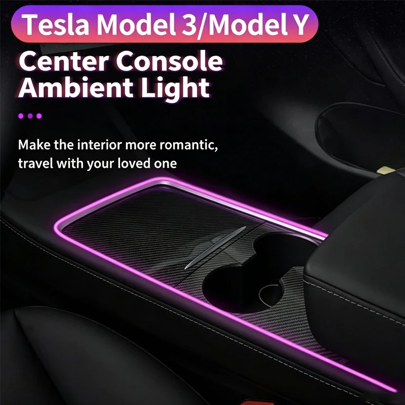 For Tesla Model 3 Model Y central control panel Armrest box ambient light RGB decorative light Storage decorative lamp