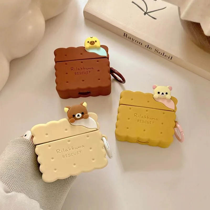 Biscuit 3D Easy Bear adecuado para AirPods Bluetooth auriculares inalámbricos cubierta protectora AirPods 1 2 3 carcasa suave de silicona