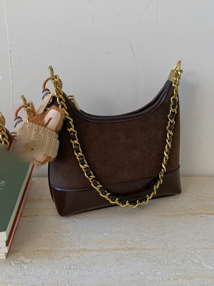 

Retro Frosted Women Bucket Bag 2025 New Color Blocking Versatile Crossbody Bags Fashion Large Capacity Commuting Shoulder Pack