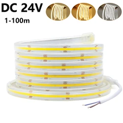 Fita Flexível, Fita de Luz Impermeável COB LED Strip, Alta Densidade, Fita Luz Noturna, 24V, 320LEDs por m, 1m, 5m, 10m, 20m, 40m, 50m, 100m, IP65