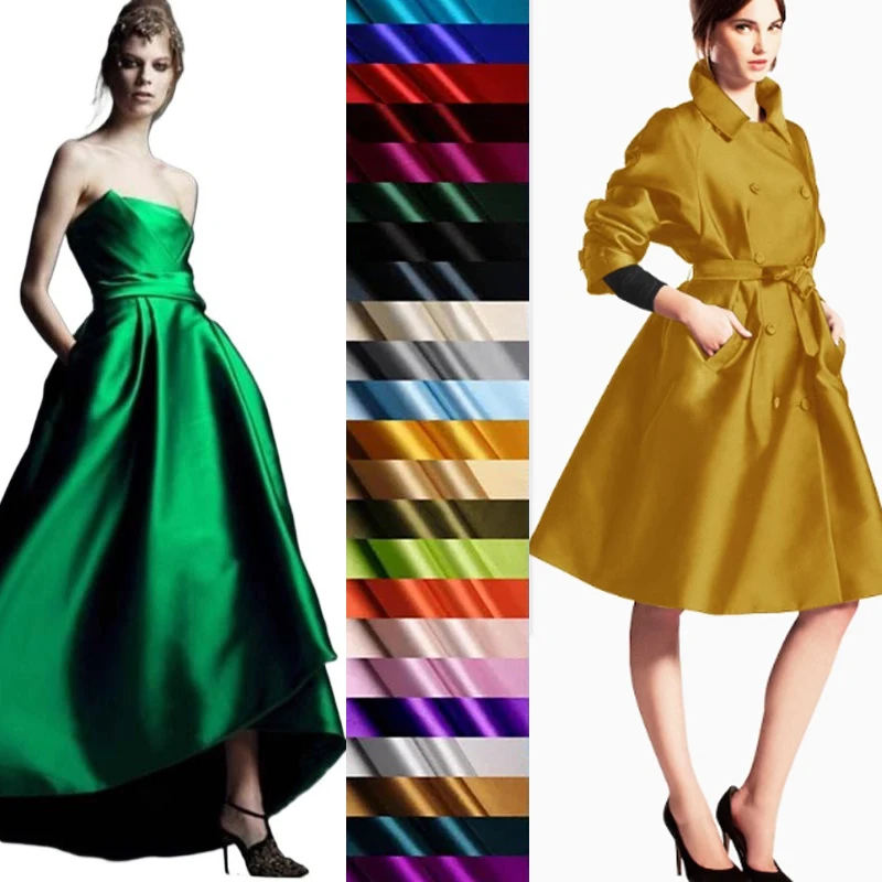 

140cm Wide 40mm Thick Solid Color 35% Silk & 65% Wool Satin Fabric For Autumn And Winter Dress Jacket Clothes Cheongsam D520