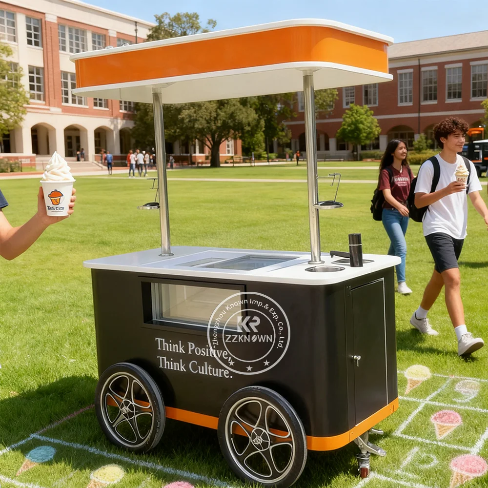 Food Ice Cream Trucks High Quality Electric Push Cart Freezer Display for Food Retail Hotels Bakeries Ice Cream Shops