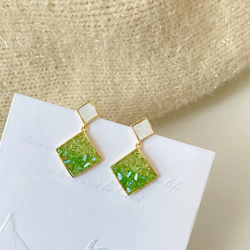 Simple Elegant Transparent Crystal Clips on Earring Without Non Piercing Vintage No Ear Hole Square Rhombus Stone Clip Earrings