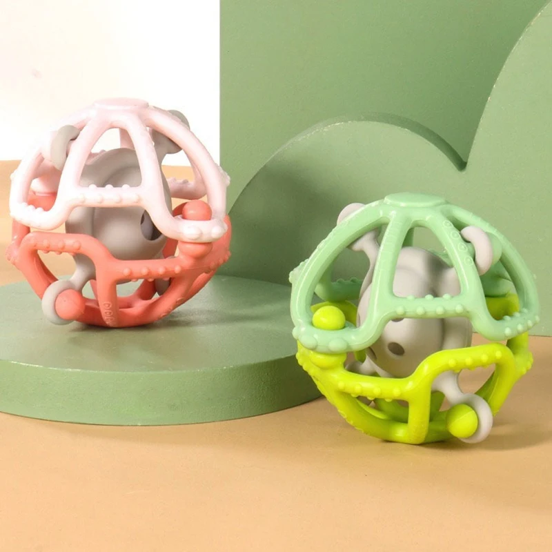 لعبة عضاضة للأطفال أثناء السفر، كرة إمساك من السيليكون خفيفة الوزن، عربة أطفال/مقعد سيارة، هدية تطوير حسية أثناء التنقل #6