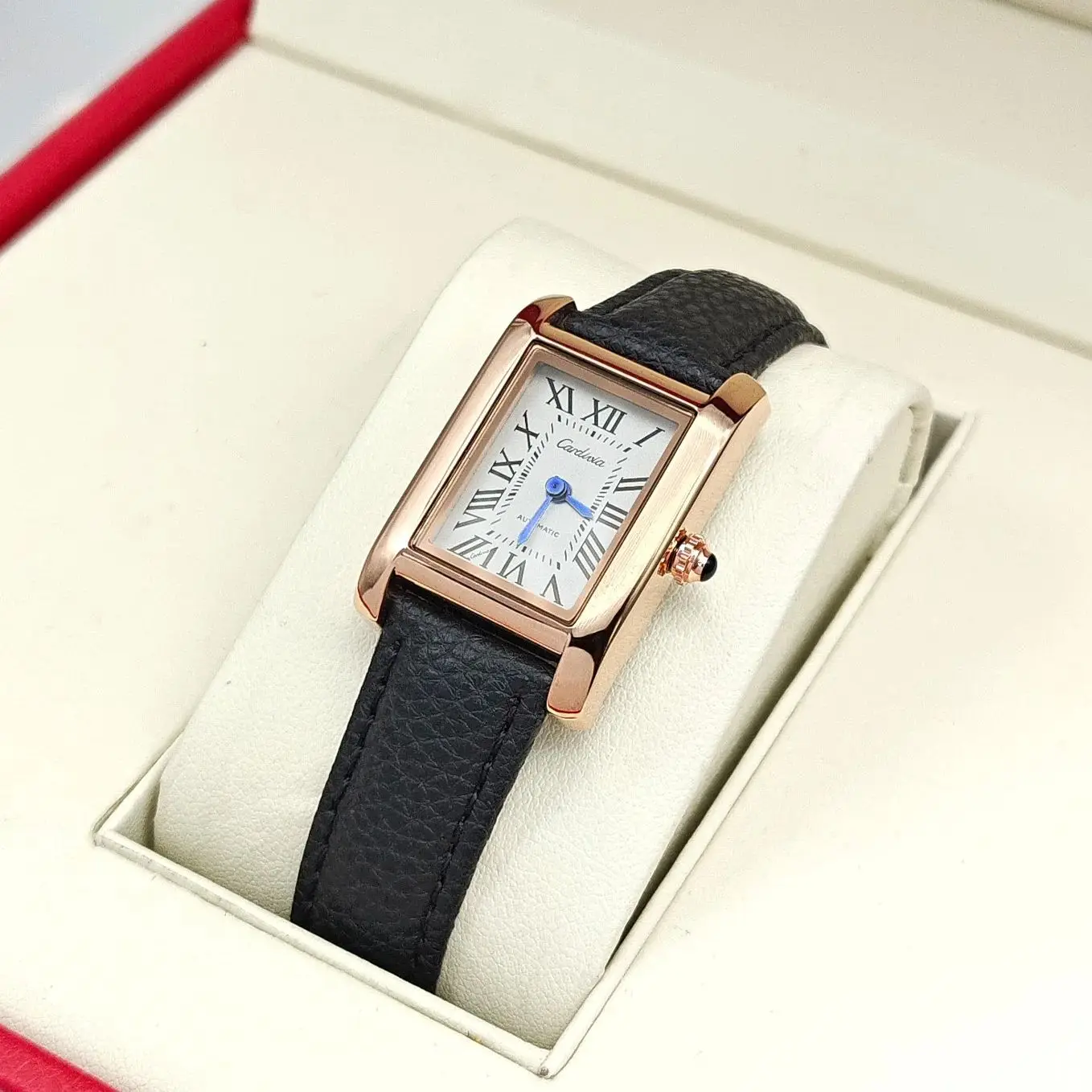 ساعة نسائية أنيقة من سلسلة Santos Tank الفاخرة، ساعة عصرية كاجوال بسيطة وأنيقة ومضادة للماء للنساء، طراز Ins، هدية عيد الحب