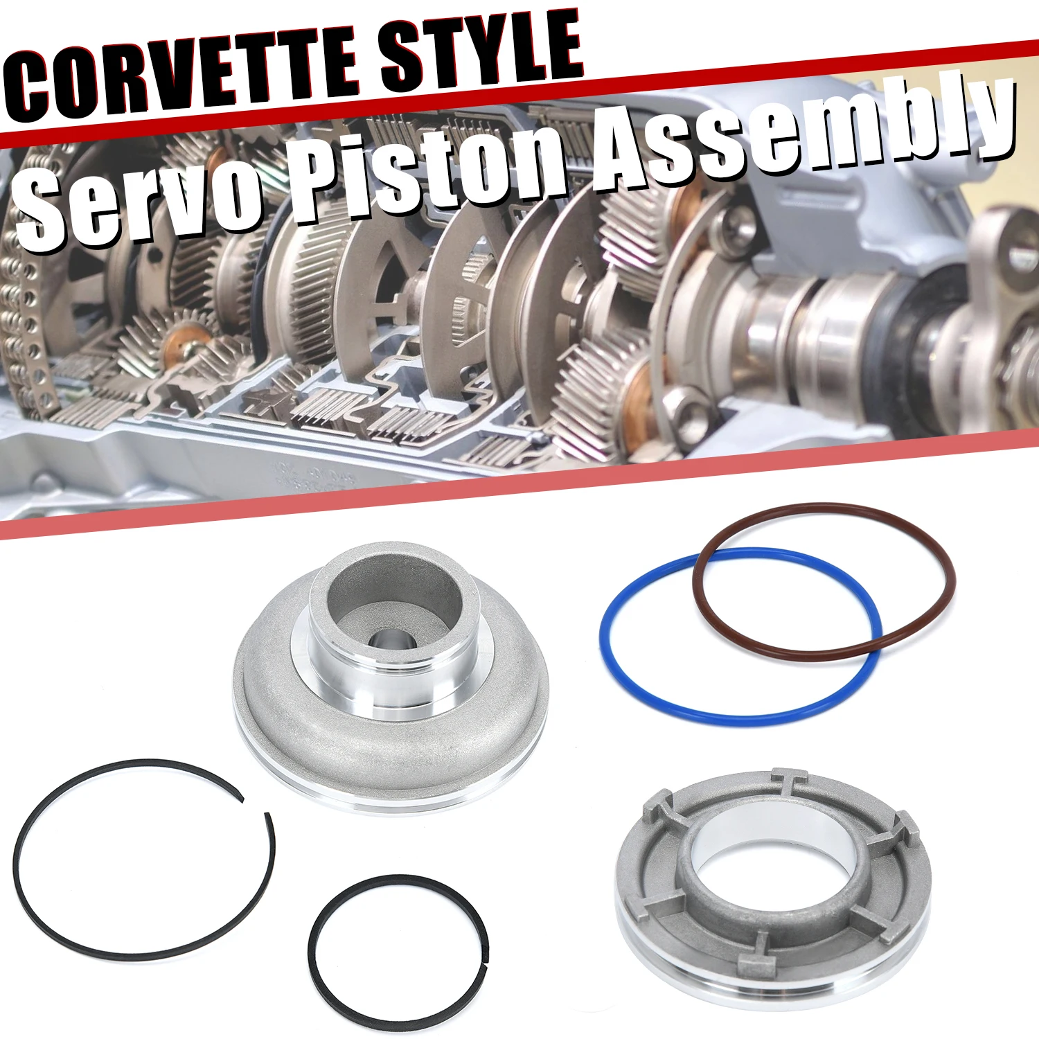 High Sensitivity Corvette style Servo Piston Assembly Kit 700R4 4L60 4L60E 4L65E 4L70E For Chevy Camaro GMC 2+4 Band A74905BK