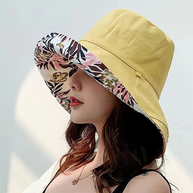 2023 Women\'s Hat Bucket hat Panamanian Women  Four Seasons Fisherman Hat Big Brim Hat Double-Sided Fisherman Hat Sun Visor C