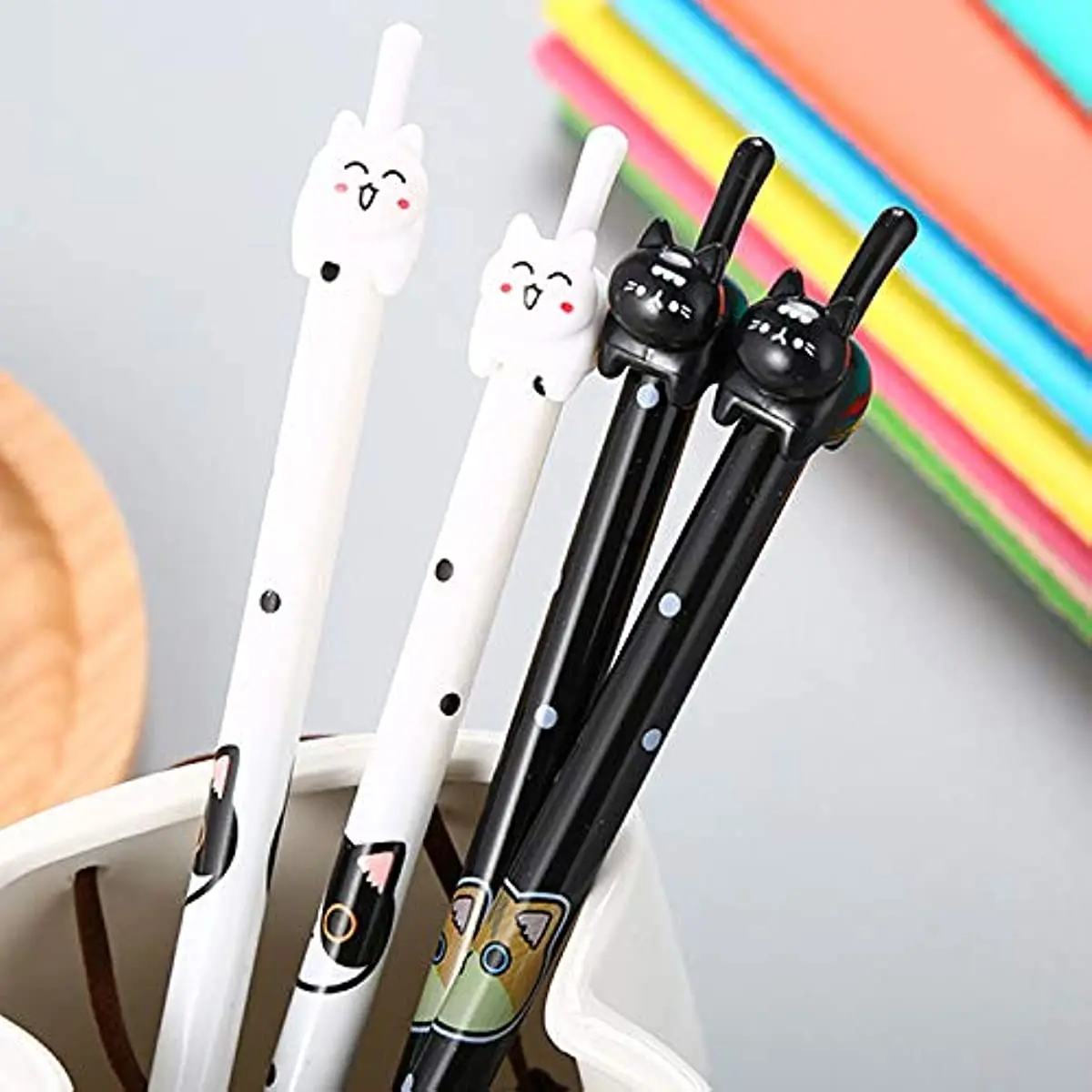 24 Pcs Black Gel Ink Pens Cartoon Stationery Kawaii Cat Pens School Kids Gift Children Students Prize Kawaii Stationery