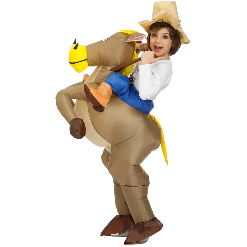 Lustige Halloween Karneval Geburtstags feier Schul spiele Kinder Cowboy Cartoon Tier spielen Spielzeug Reitpferd aufblasbaren Anzug