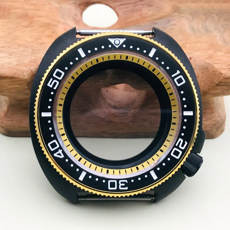 

Черные корпуса часов SKX 6105 6309 Turtle Nh35, подходят для NH35 NH36 4R35 4R36, автоматический механизм с золотой рамкой, корпуса часов