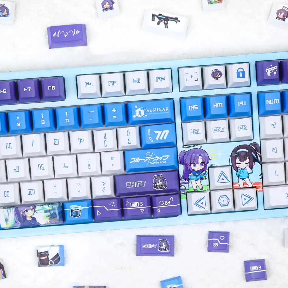 Koharu Hanako Keycap PBT Dye Subbed Anime Gaming Keycaps Hayase Yuuka Cherry Profile Red Axis Wired Theme Mechanical Keyboard