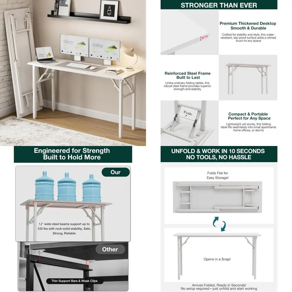 

Portable 55.1 Inch Folding Laptop Desk - Compact and Collapsible for Easy Storage and Quick Setup