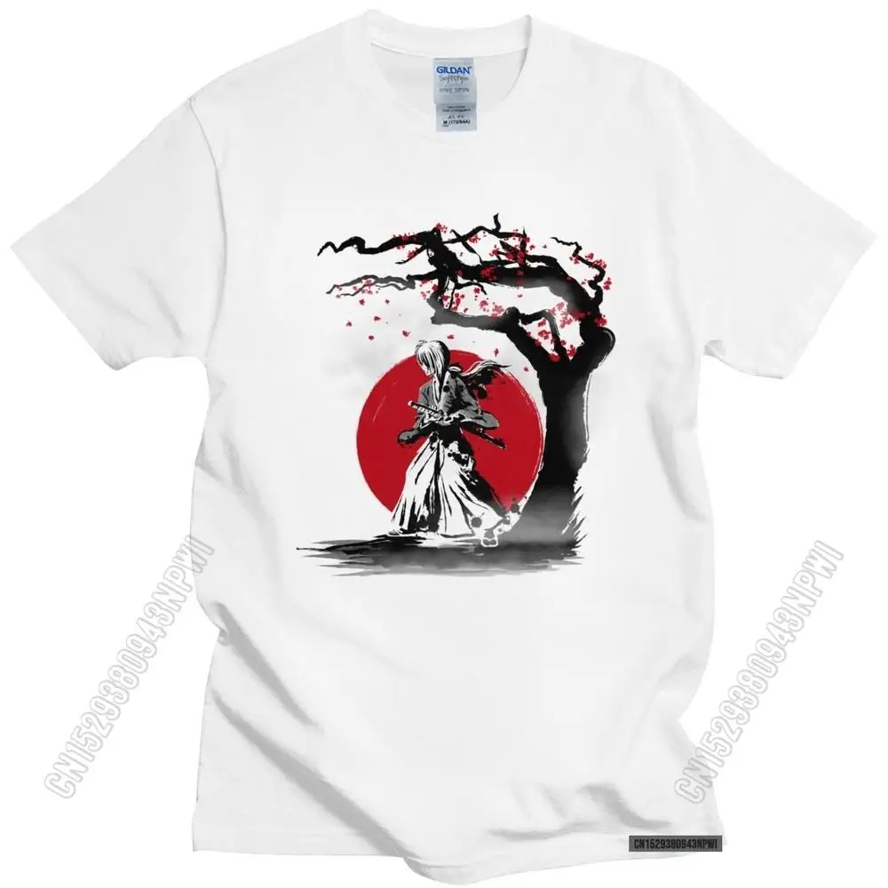 Японская футболка Rurouni Kenshin для мужчин, хлопковая модная футболка самурая X, Аниме Манга химура Kenshin, футболка для меча