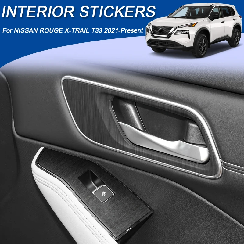 Per NISSAN ROUGE X-TRAIL T33 2021-2026 Auto Nero Carbonio Adesivo Interno Finestra di Sollevamento Pannello Decalcomania Porta Ingranaggi Pellicola Protettiva