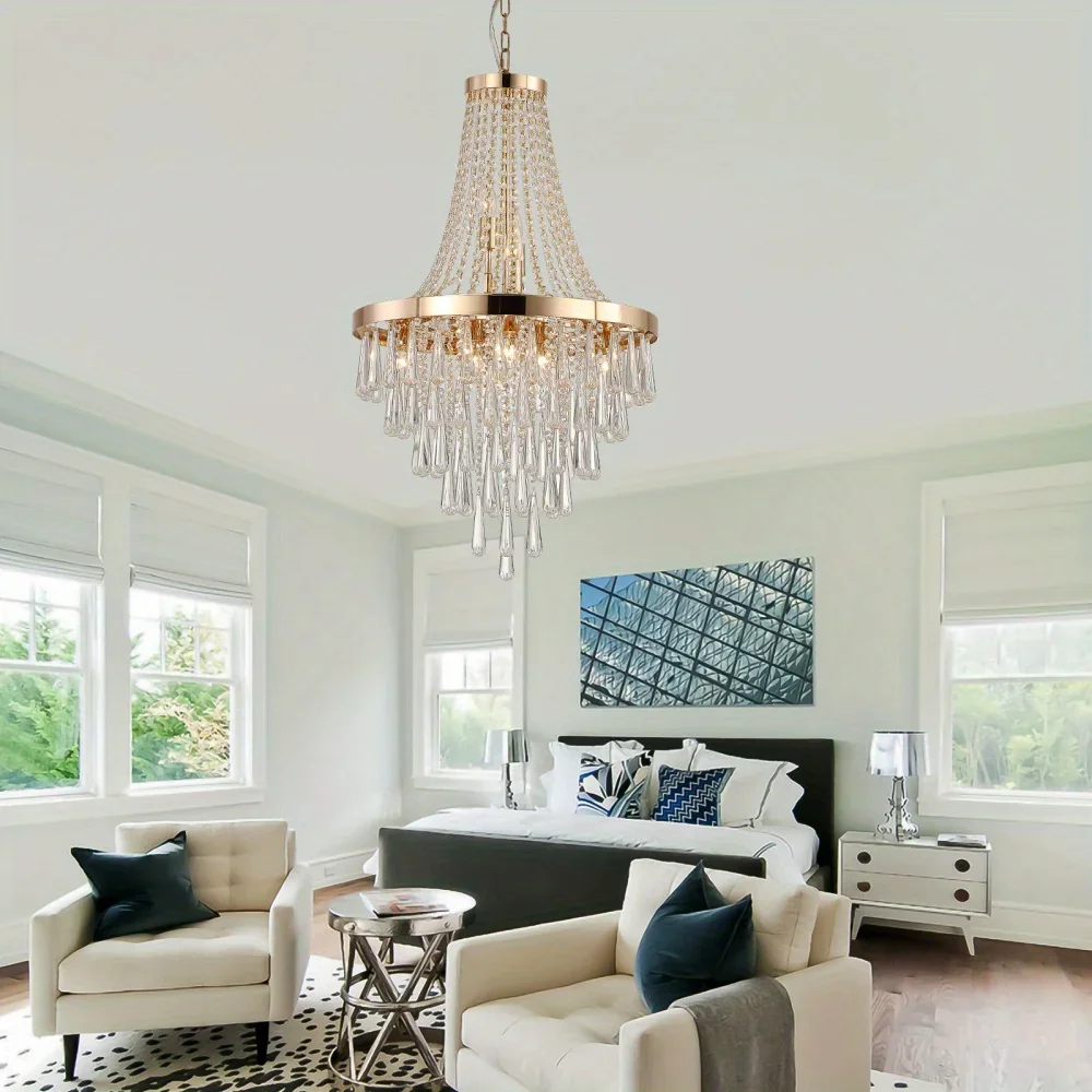 Elegant crystal chandelier, large modern luxury chandelier for living room, bedroom, kitchen