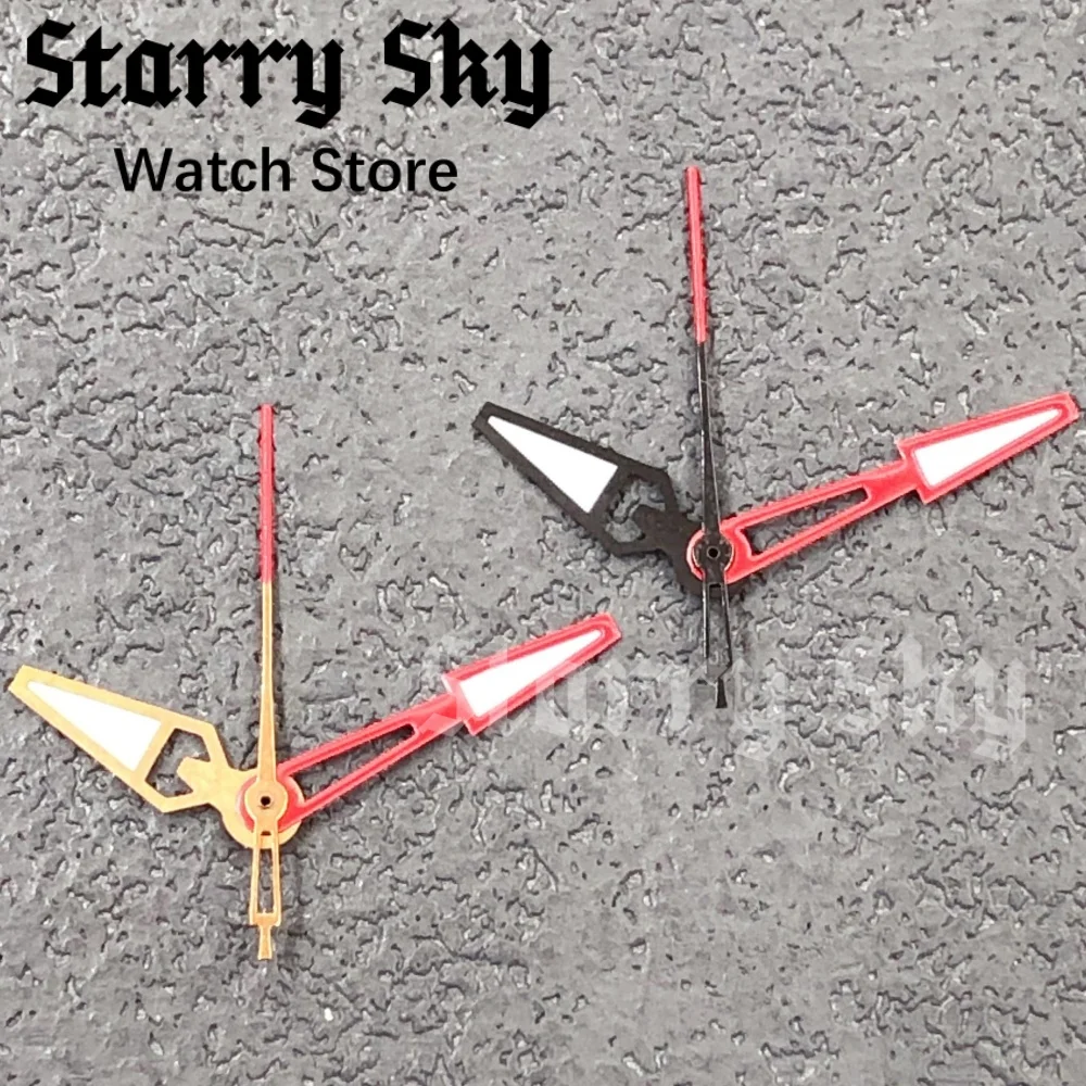 

Звездное небо, розово-красные/черные, красные полые стрелки часов с зеленым светом, подходят для NH35/ETA PT5000, аксессуары для часов с механизмом