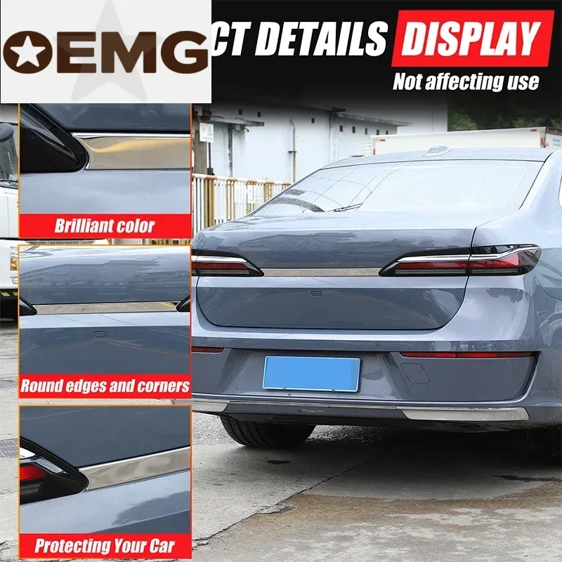 

For BMW 7 Series G70 2023+ Car Rear Roof Spoiler Tail Wing Trunk Splitter Lip Cover Trim Stainless Steel Exterior Accessories