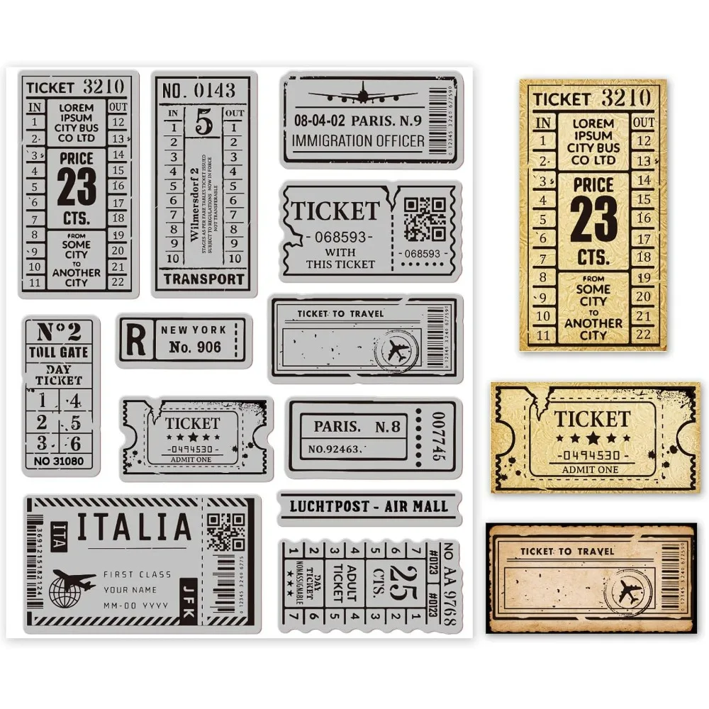 Vintage Air Tickets Cling Rubber Stamp Vintage Air Tickets Cling Mount Stamp Script Stamps Script Stamps for Card Making