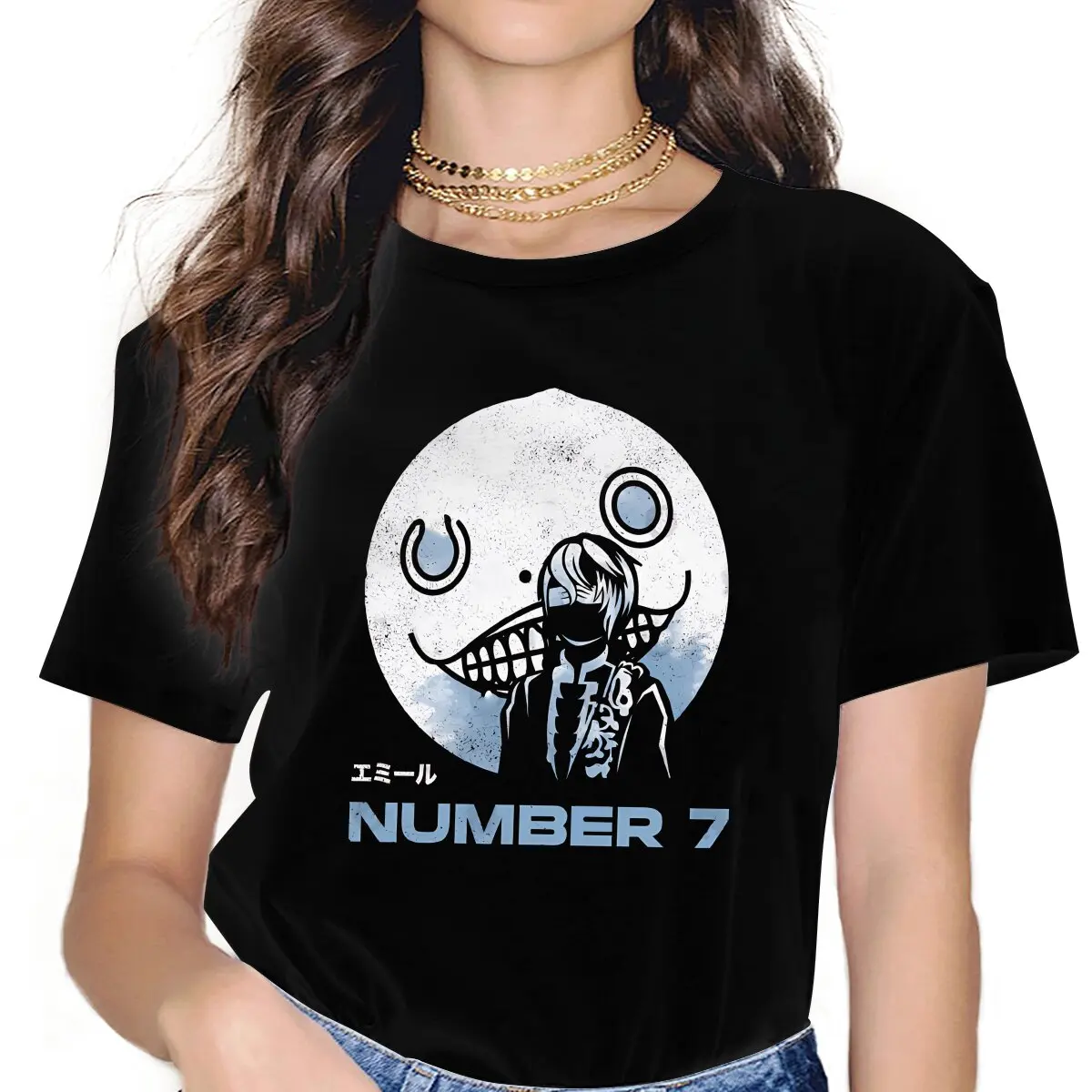 Vintage Emil Weapon Number 7 T-Shirts Women O Neck T Shirts Drakengard Drag-on Dragoon ARPG Game Short Sleeve Tee Shirt