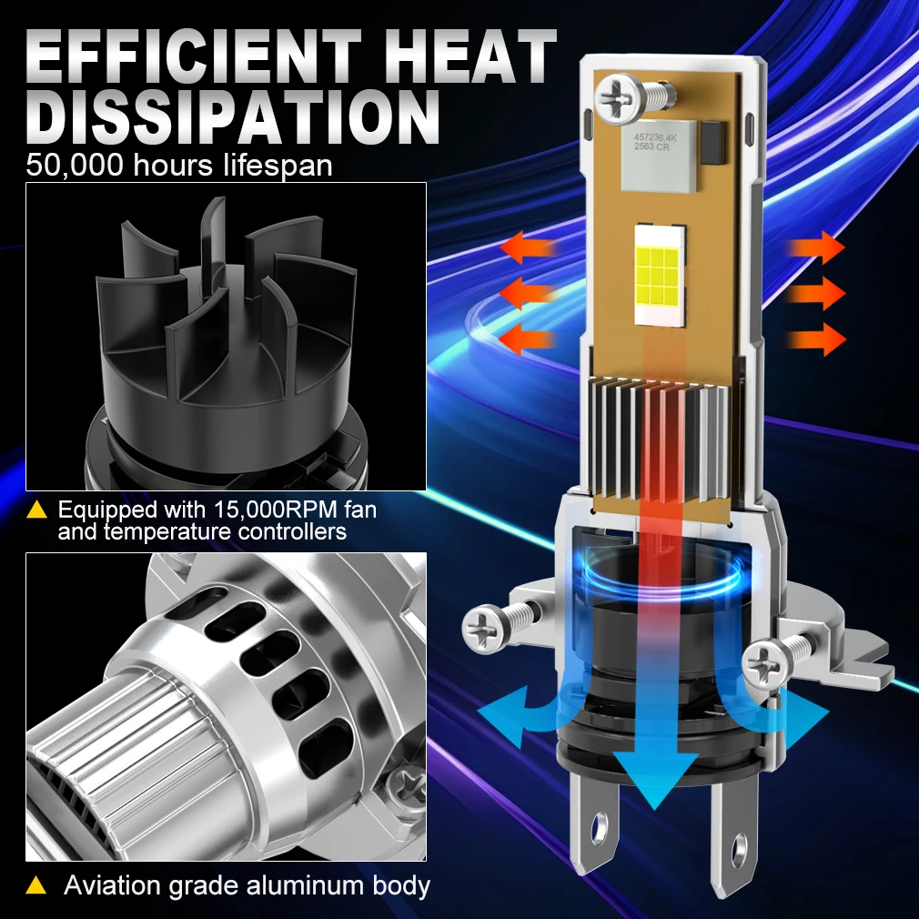 30000LM Mini H7 LED Headlight Bulb Wireless 120W CSP for Car Headlamp Auto Diode Lamps Canbus H7 Turbo Led 6500K 12V 24V