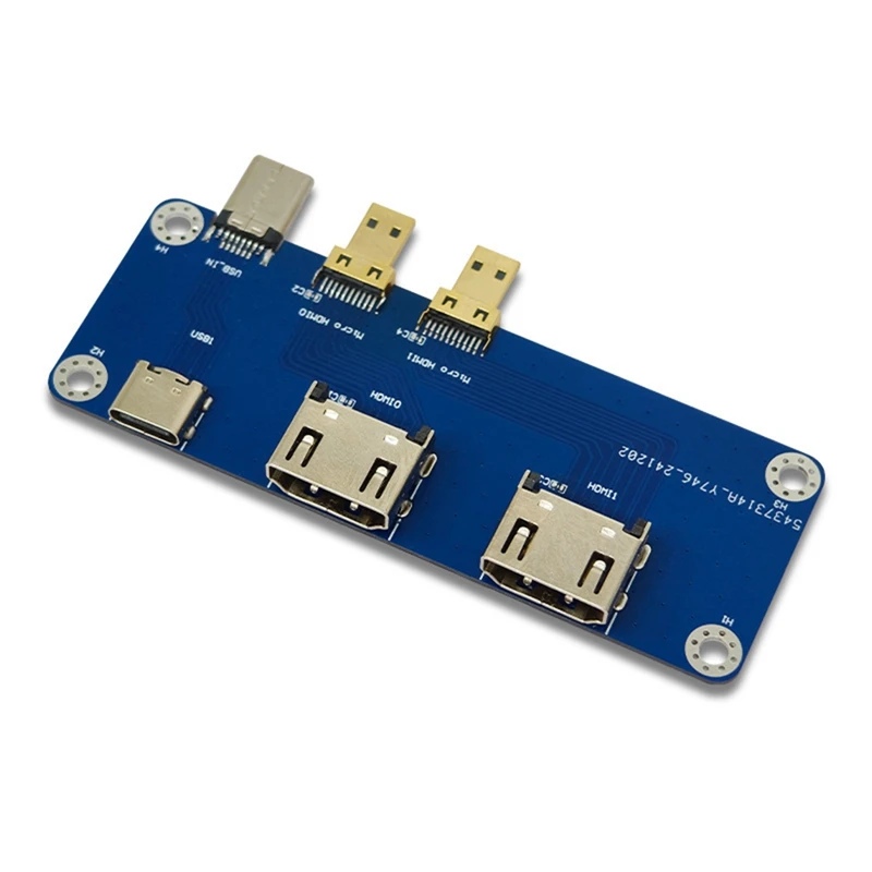 Micro-Type -Compatible To -Compatible Adapter Board USB-C Power Supply Dual 4K Outputs For Raspberry Pi 5/4B