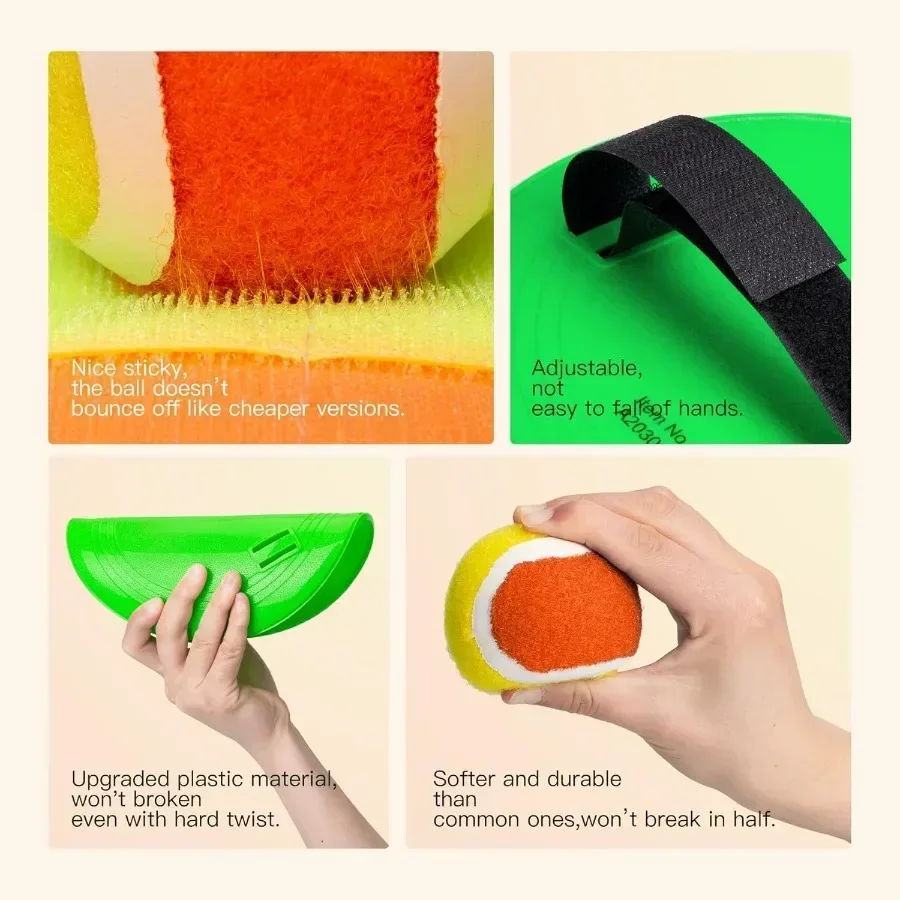 Juego de lanzamiento y atrapa pelotas: juegos de interior y exterior para niños de 3 a 12 años, juguete acuático para piscina de arena y playa, incluye 2 paletas y 2 bal adhesivos