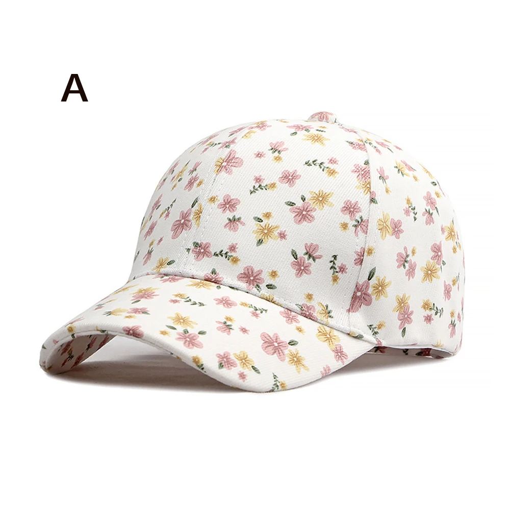 1 women\'s versatile flower printed baseball cap, spring and summer outdoor sun protection duckbill hat