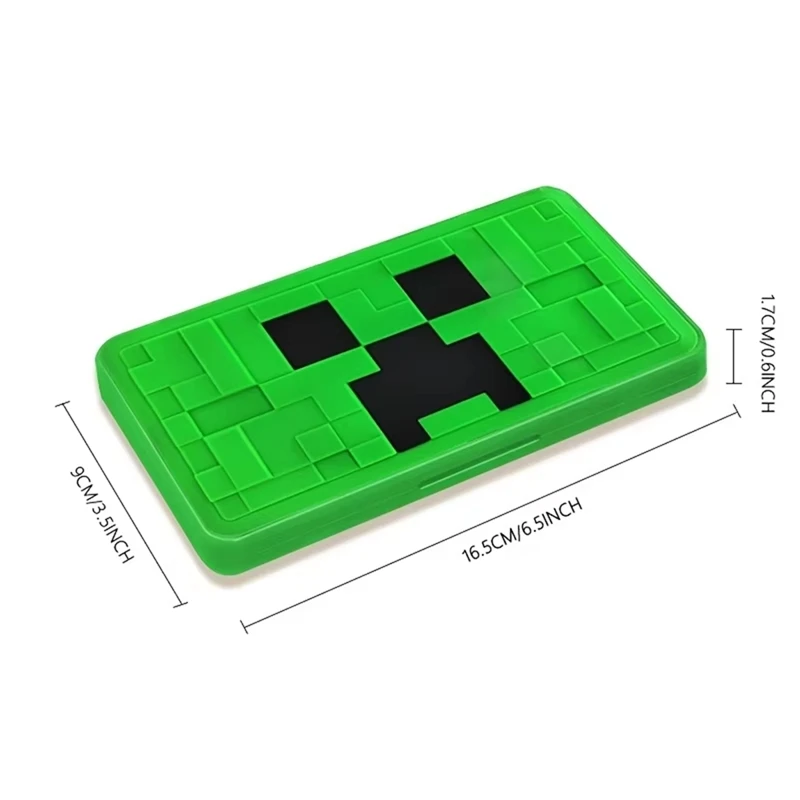 For Nintendo Switch Game Card 3D Relief Storage Box, Pixel Grid Green Silicone Inner Liner, Anti Slip, Anti Drop