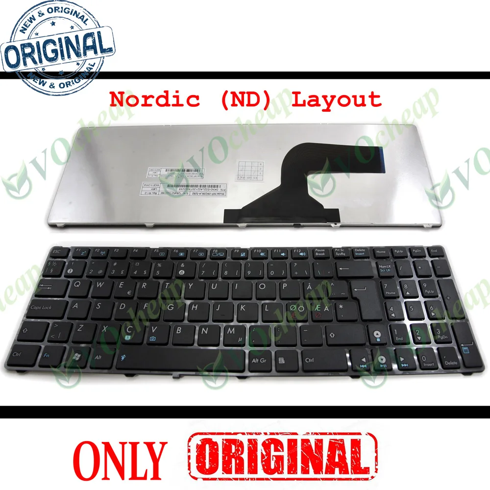 

Клавиатура для ноутбука Tantalboard для ASUS G60 K52 G51 G53 N61 U50 X61 G60J G60V G60JX G60VX G73 Black Scandinavian Nordic ND