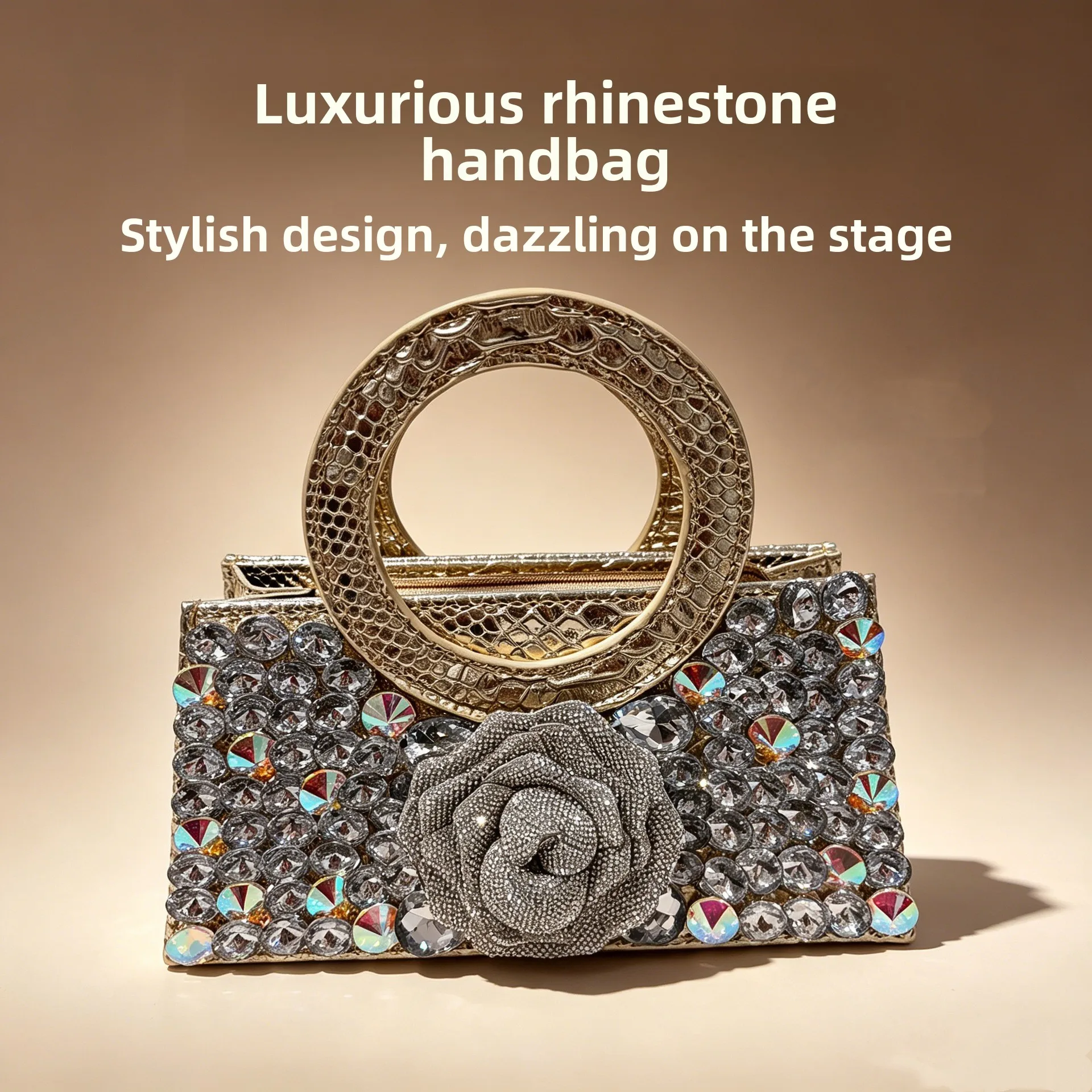 Elegant Diamond Studded Clutch Bag Luxury Phone Purse Small Size Handbag Ladylike Wedding Bag Crossbody Handheld Bag